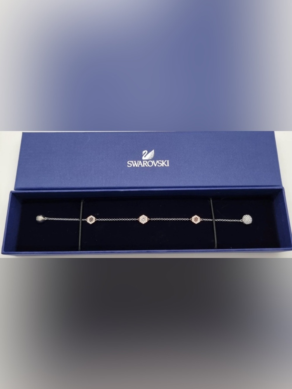 Swarovski - Brand New - Retired - Silver Color Bracelet w Gold Colored Accents.
